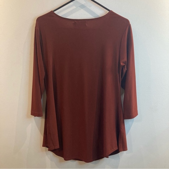 SYMPLI SZ 8 Twist Neck Flowy Slinky Cowl Neck  3/4 Sleeves Tunic Top Blouse - Picture 5 of 5